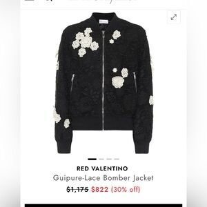 RED Valentino Black and White Lace Bomber Jacket